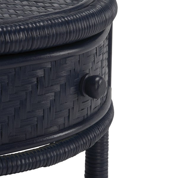 Ashtin Rattan Nightstand with 1 Shelf and 1 Drawer in Navy