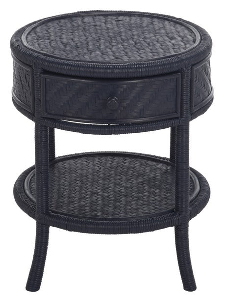 Ashtin Rattan Nightstand with 1 Shelf and 1 Drawer in Navy