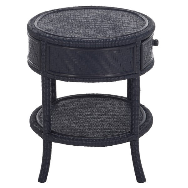 Ashtin Rattan Nightstand with 1 Shelf and 1 Drawer in Navy