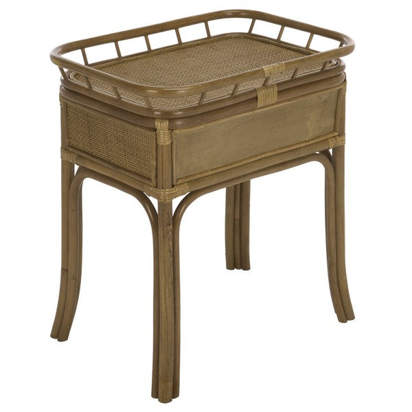 Gulia Rattan Nightstand with 1 Drawer in Brown