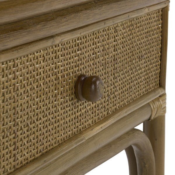 Gulia Rattan Nightstand with 1 Drawer in Brown