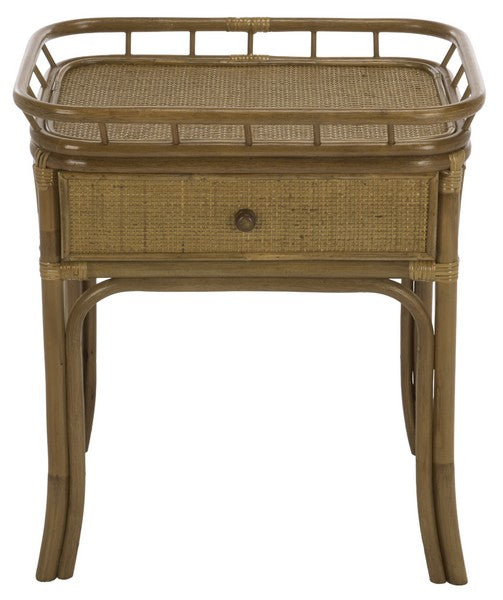 Gulia Rattan Nightstand with 1 Drawer in Brown