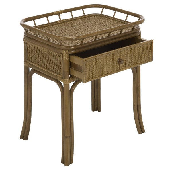 Gulia Rattan Nightstand with 1 Drawer in Brown