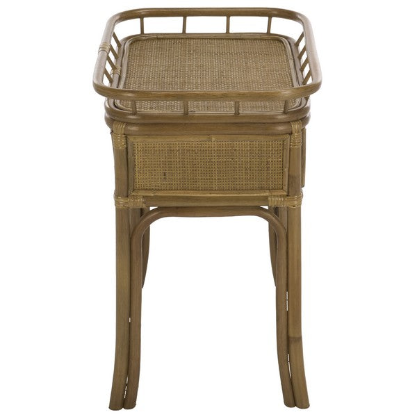 Gulia Rattan Nightstand with 1 Drawer in Brown