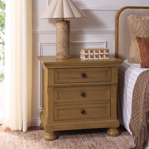 Arshia Wood Nightstand with 2 Drawer in Sand