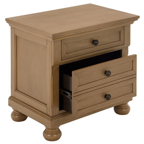 Arshia Wood Nightstand with 2 Drawer in Sand