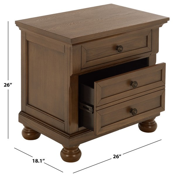 Arshia Wood Nightstand with 2 Drawer in Walnut