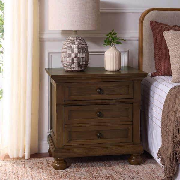 Arshia Wood Nightstand with 2 Drawer in Walnut