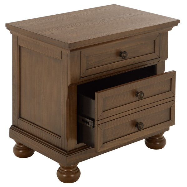 Arshia Wood Nightstand with 2 Drawer in Walnut
