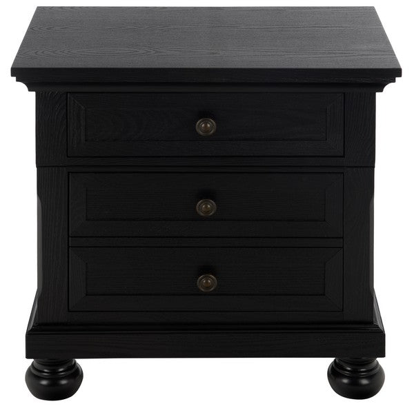 Arshia Wood Nightstand with 2 Drawer in Black