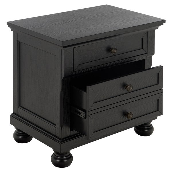 Arshia Wood Nightstand with 2 Drawer in Black