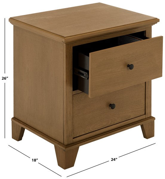 Dorcey Wood Nightstand with 2 Drawer in Sand