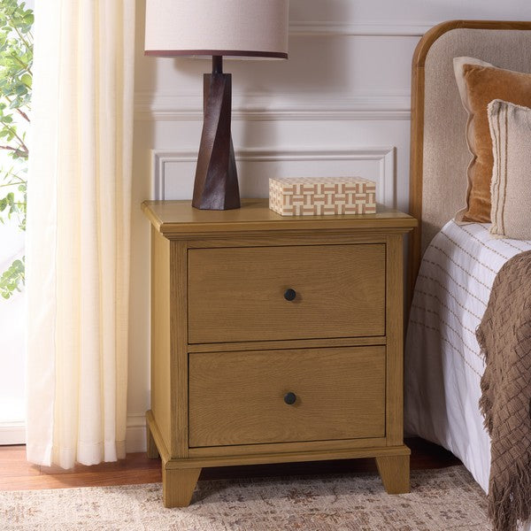 Dorcey Wood Nightstand with 2 Drawer in Sand