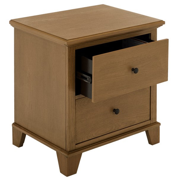 Dorcey Wood Nightstand with 2 Drawer in Sand