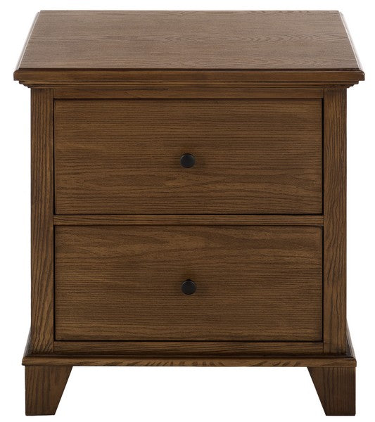 Dorcey Wood Nightstand with 2 Drawer in Walnut