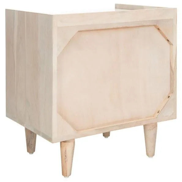 Safavieh Tahseen Acacia Wood Nightstand in White Wash with Drawer and Shelf
