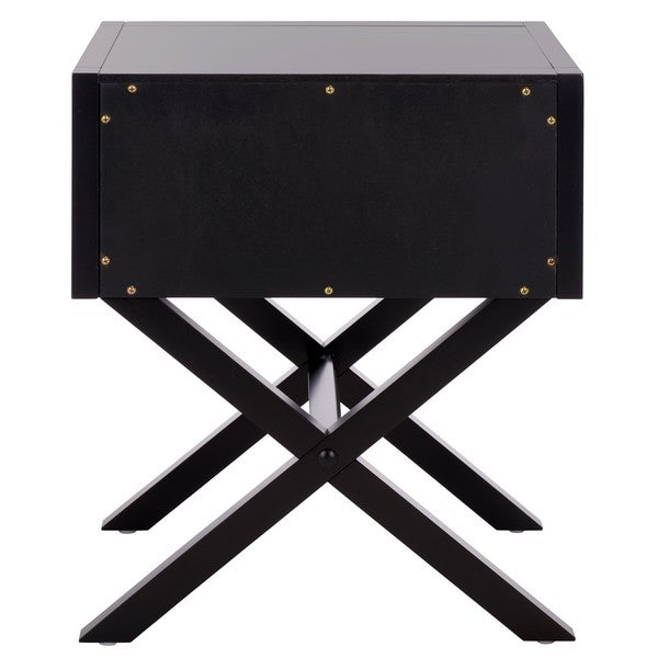 Sadie Wood Nightstand in Black