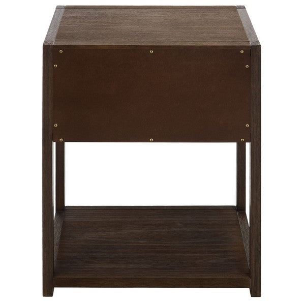 Sadie Wood Nightstand with 1 Drawer and 1 Shelf in Distressed Brown