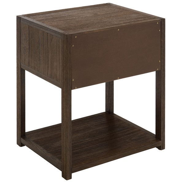 Sadie Wood Nightstand with 1 Drawer and 1 Shelf in Distressed Brown