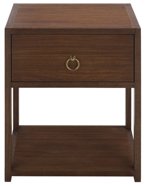 Sadie Wood Nightstand with 1 Drawer and 1 Shelf in Honey Brown