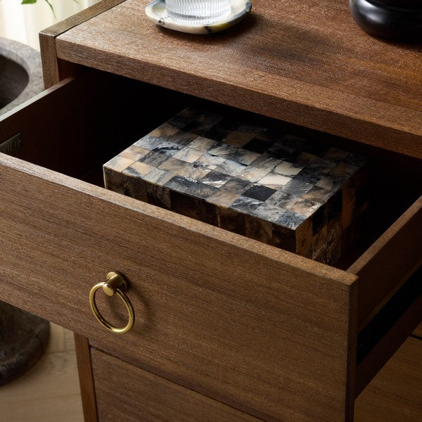 Sadie Wood Nightstand with 3 Drawer in Chocolate