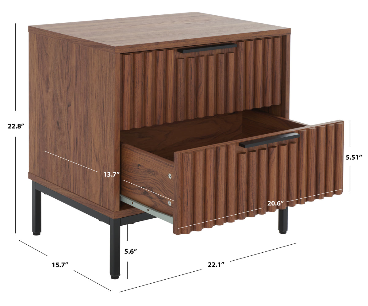 Lylia 2 Drawer Nightstand in Walnut and Black