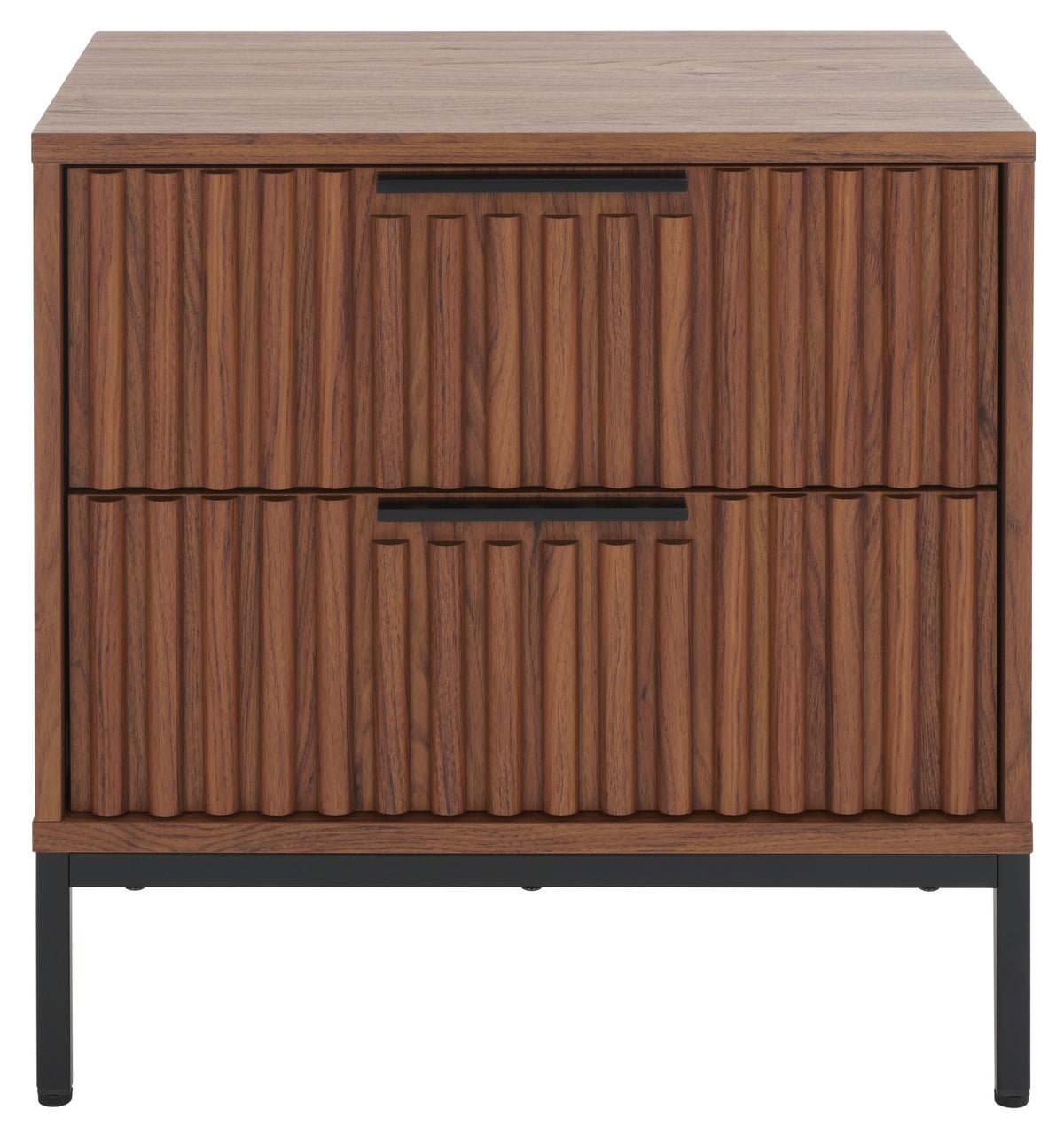 Lylia 2 Drawer Nightstand in Walnut and Black