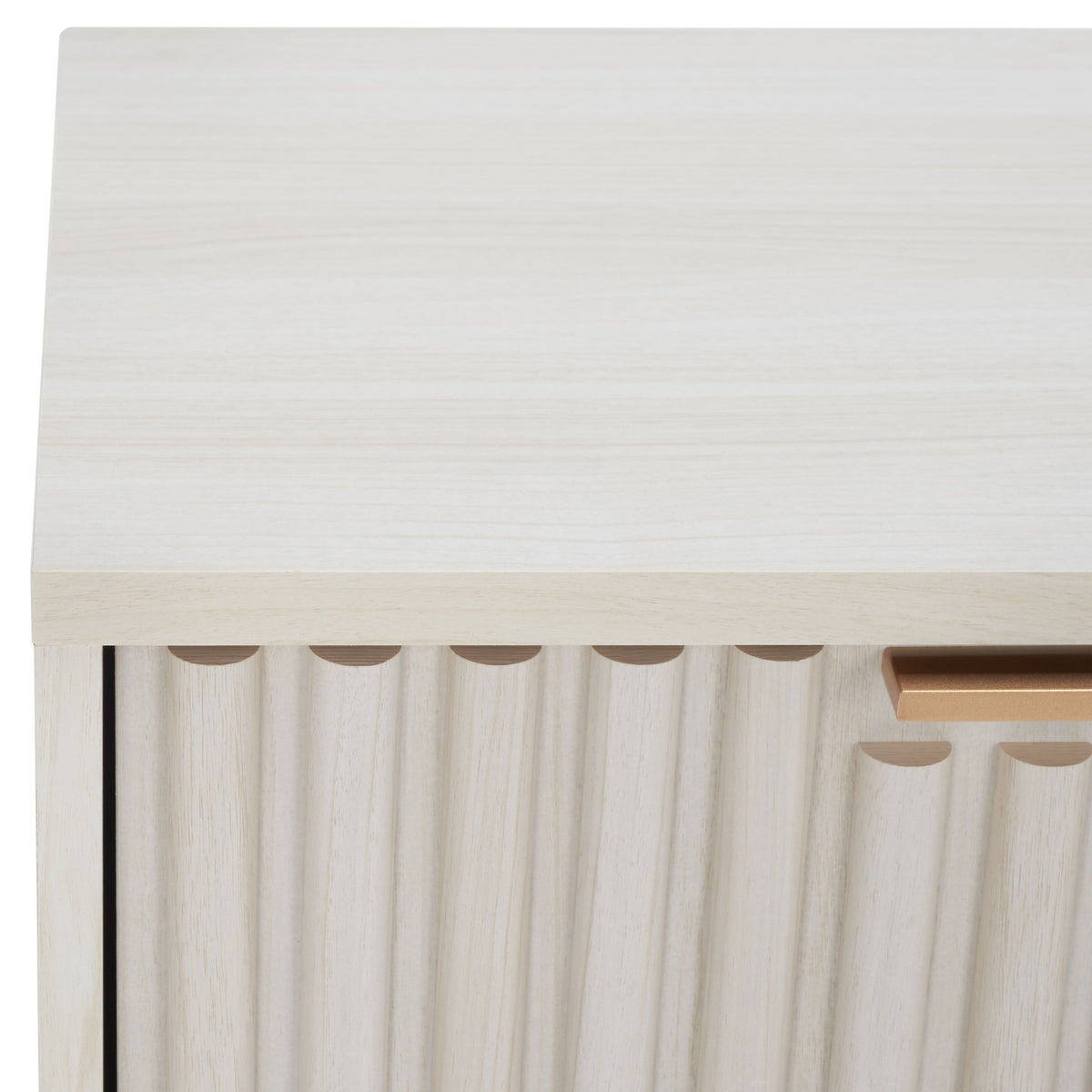 Lylia 2 Drawer Nightstand in Bleached White and Gold