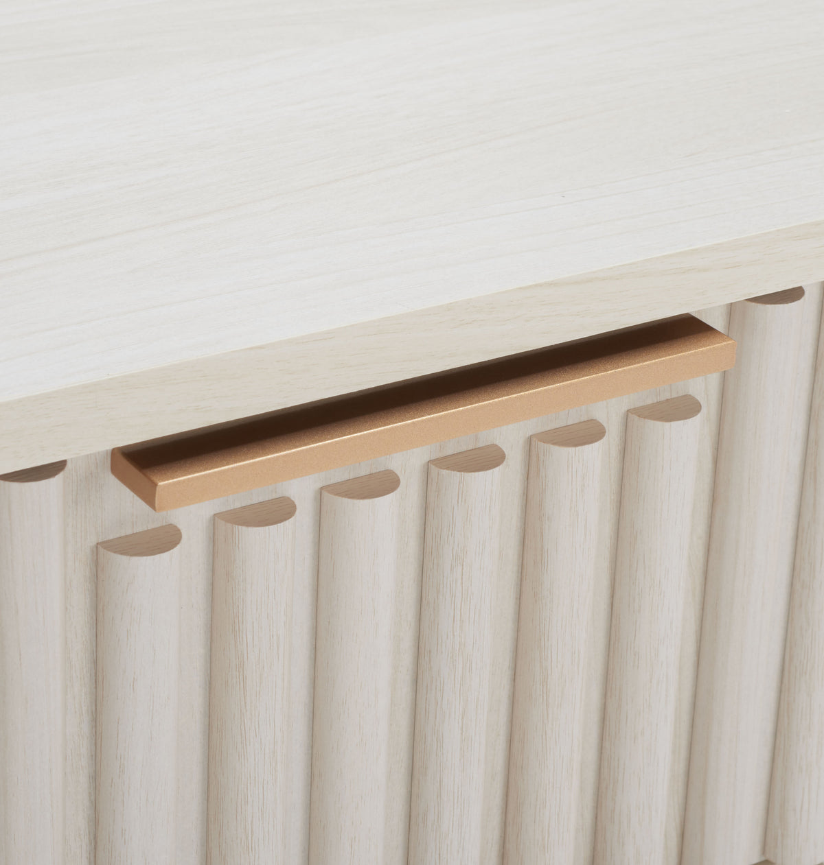Lylia 2 Drawer Nightstand in Bleached White and Gold