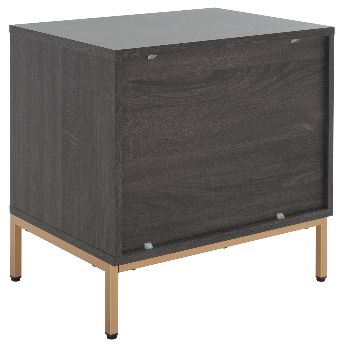 Lylia 2 Drawer Nightstand in Distressed Black and Gold