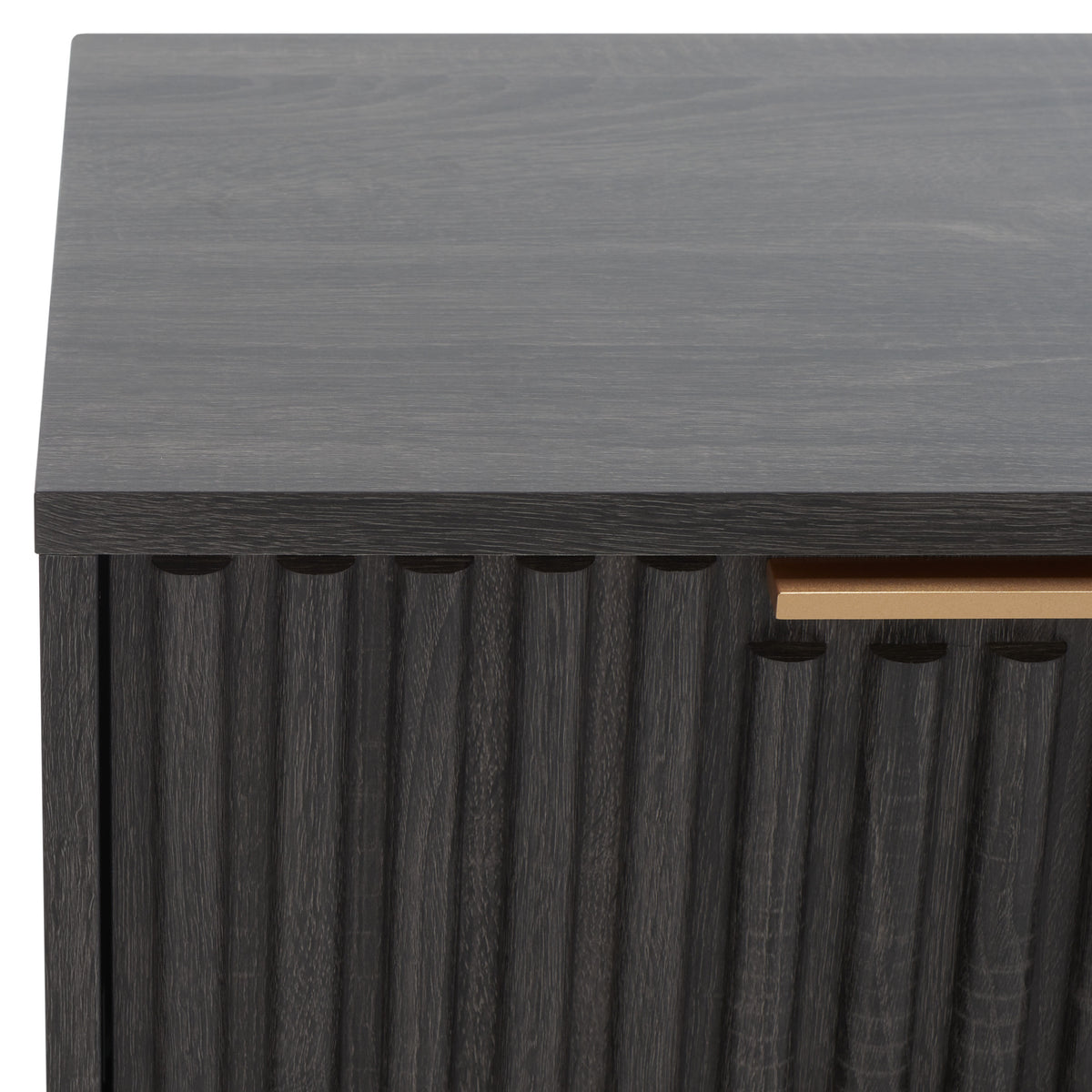 Lylia 2 Drawer Nightstand in Distressed Black and Gold
