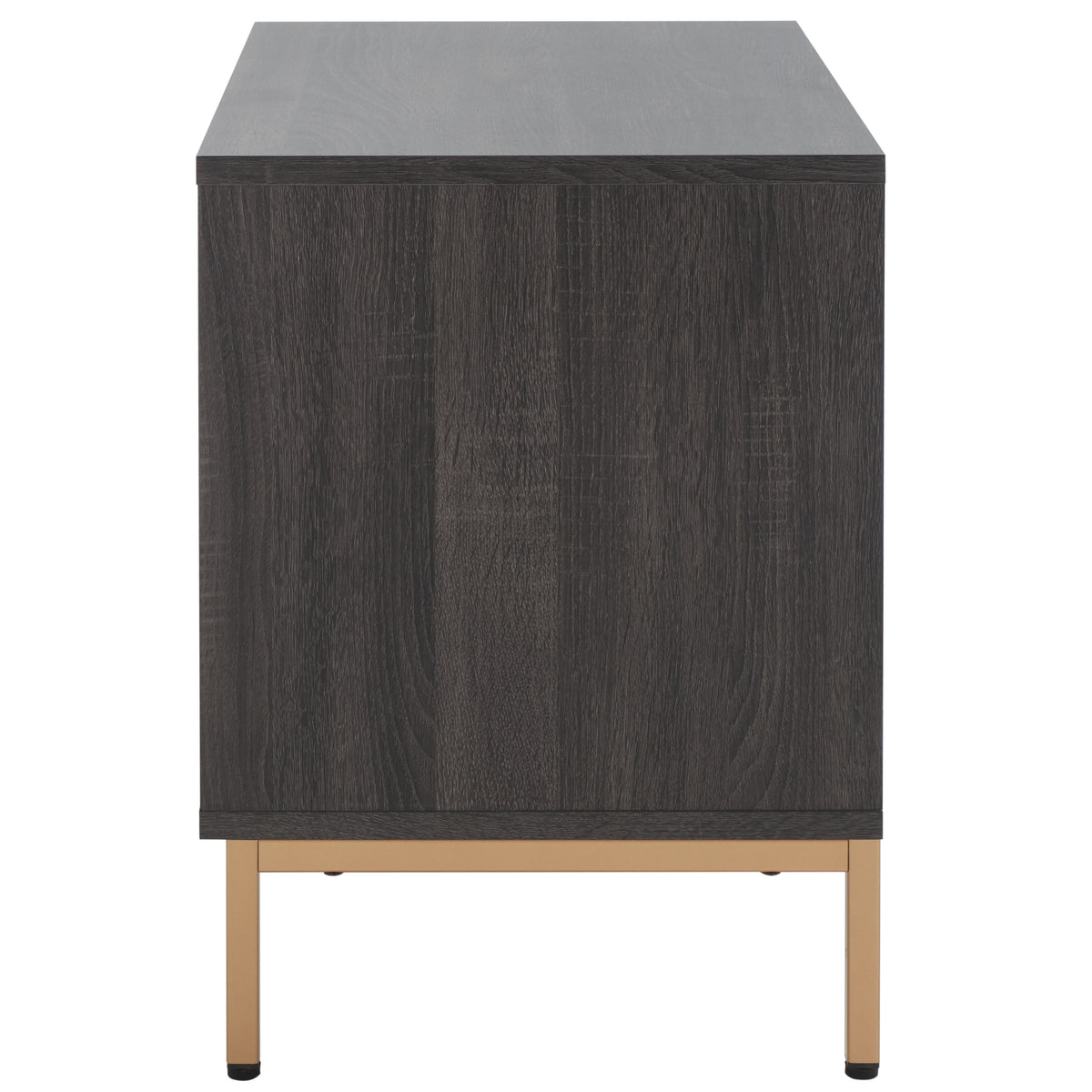 Lylia 2 Drawer Nightstand in Distressed Black and Gold