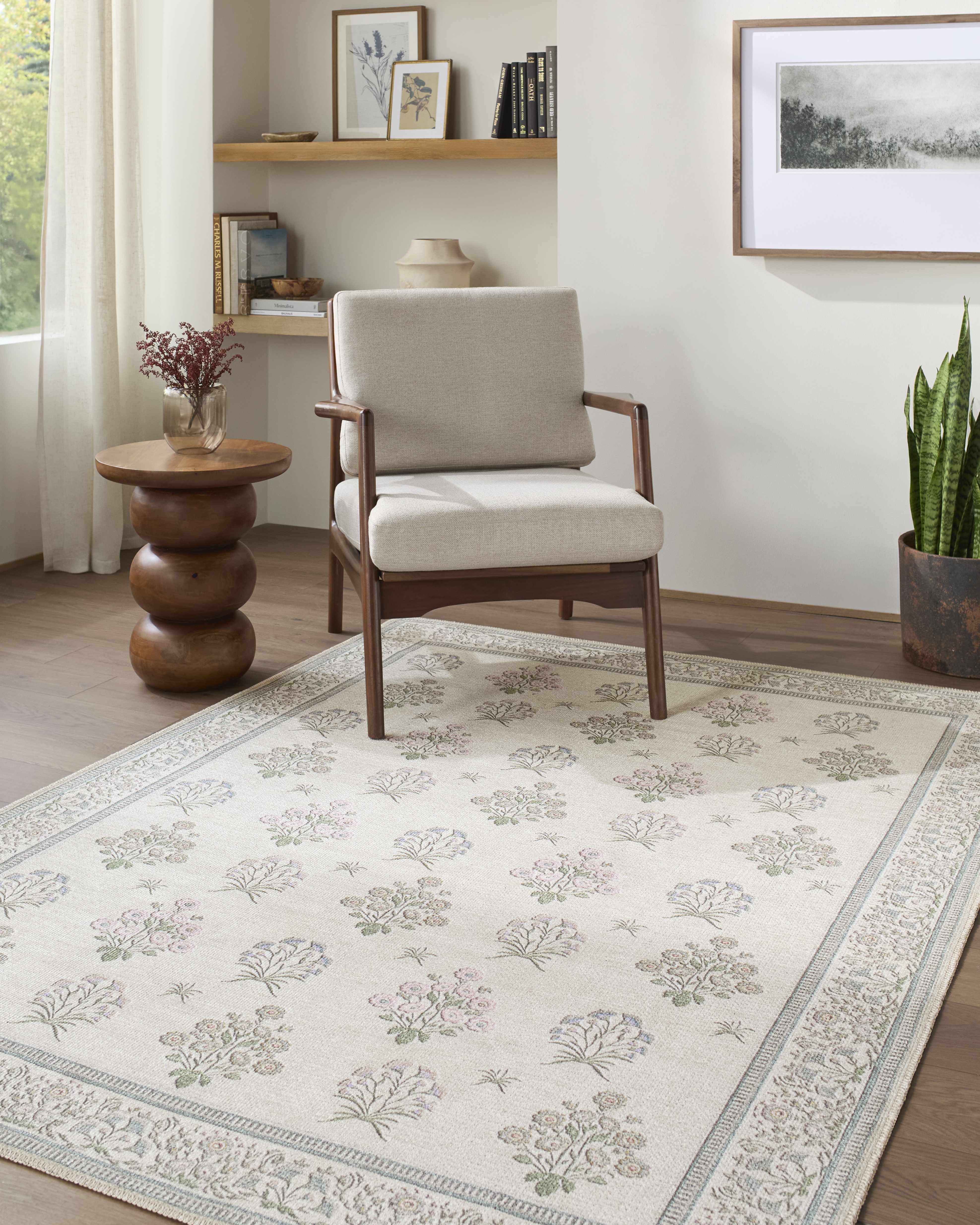 Aquene Ivory Washable Area Rug