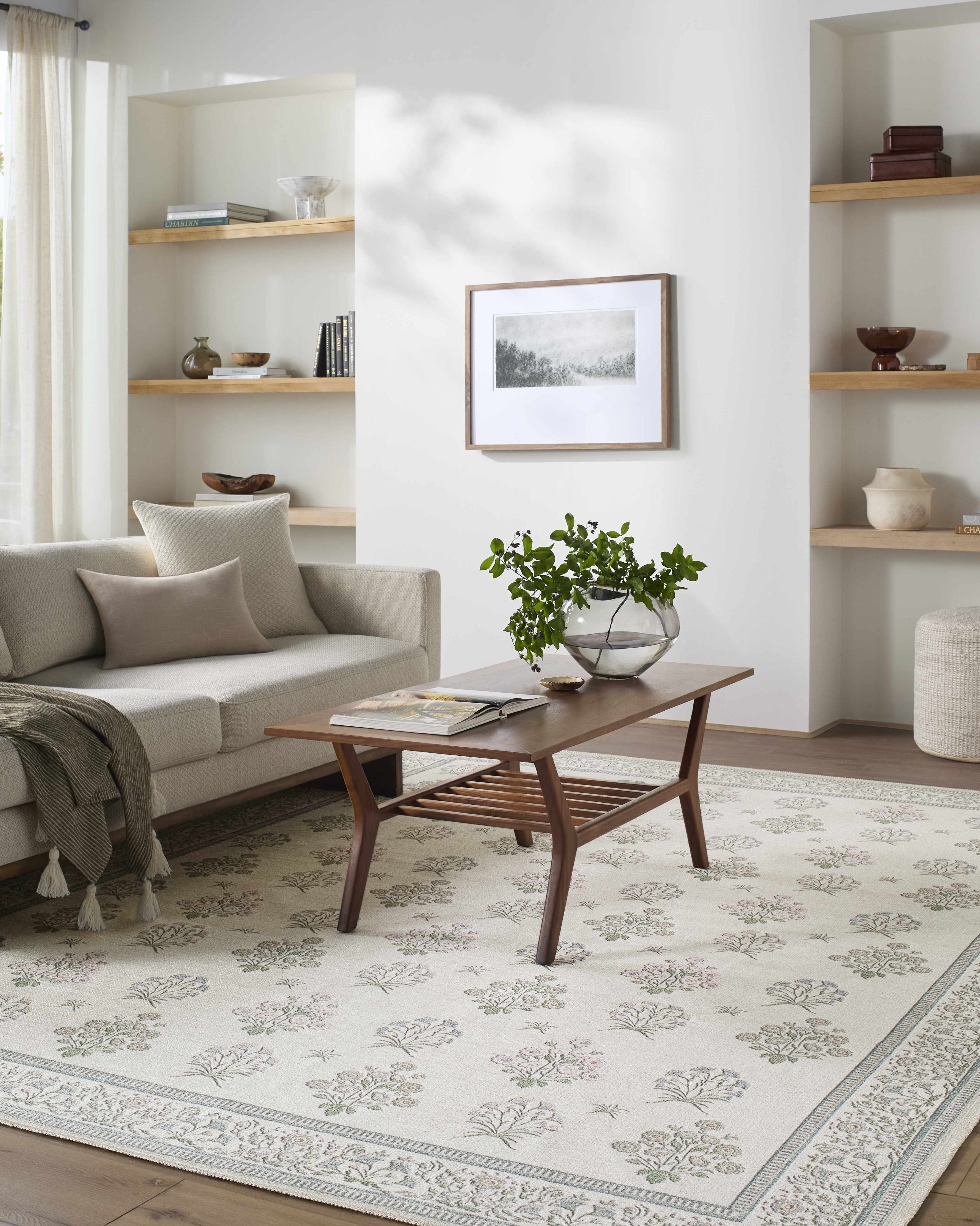Aquene Ivory Washable Area Rug