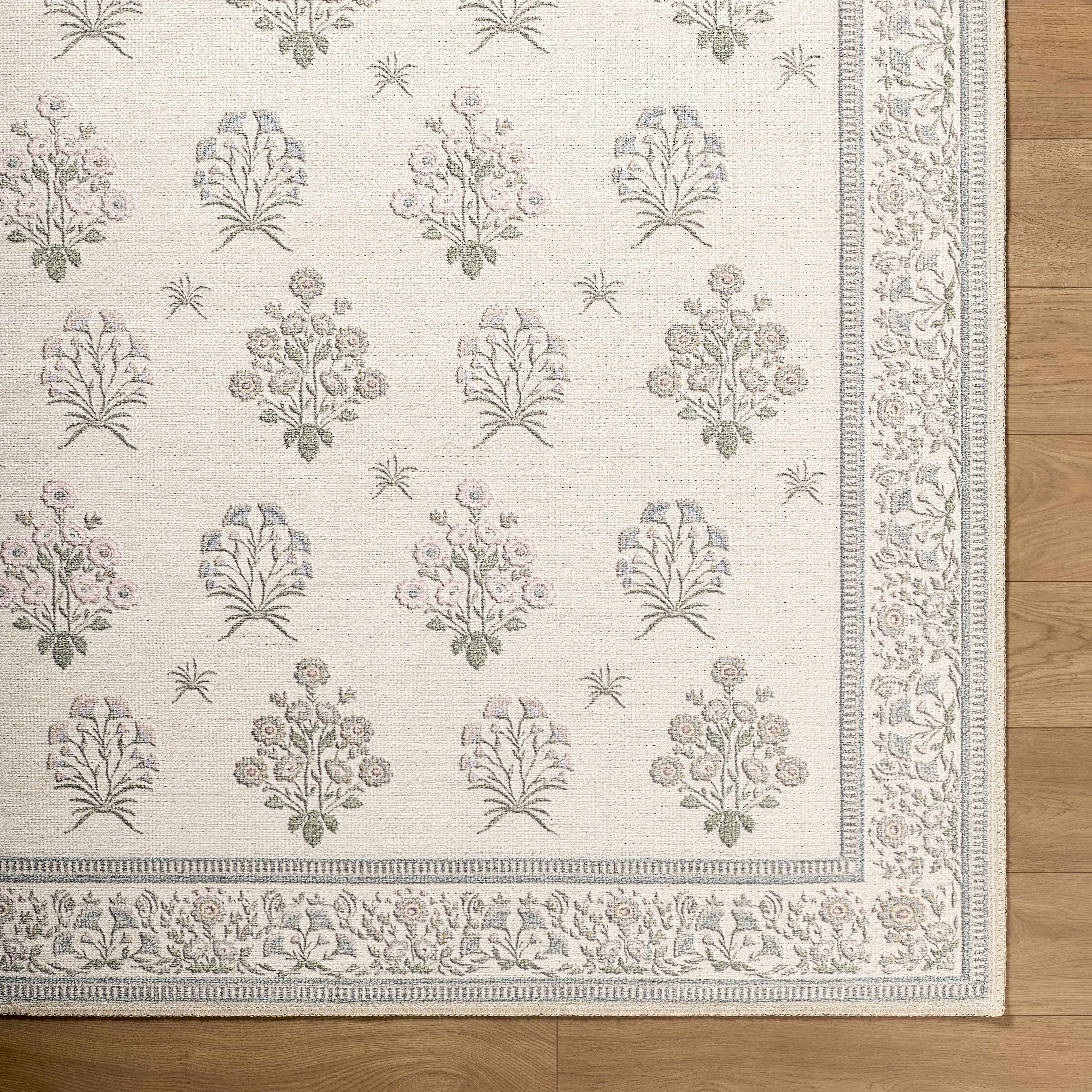 Aquene Ivory Washable Area Rug