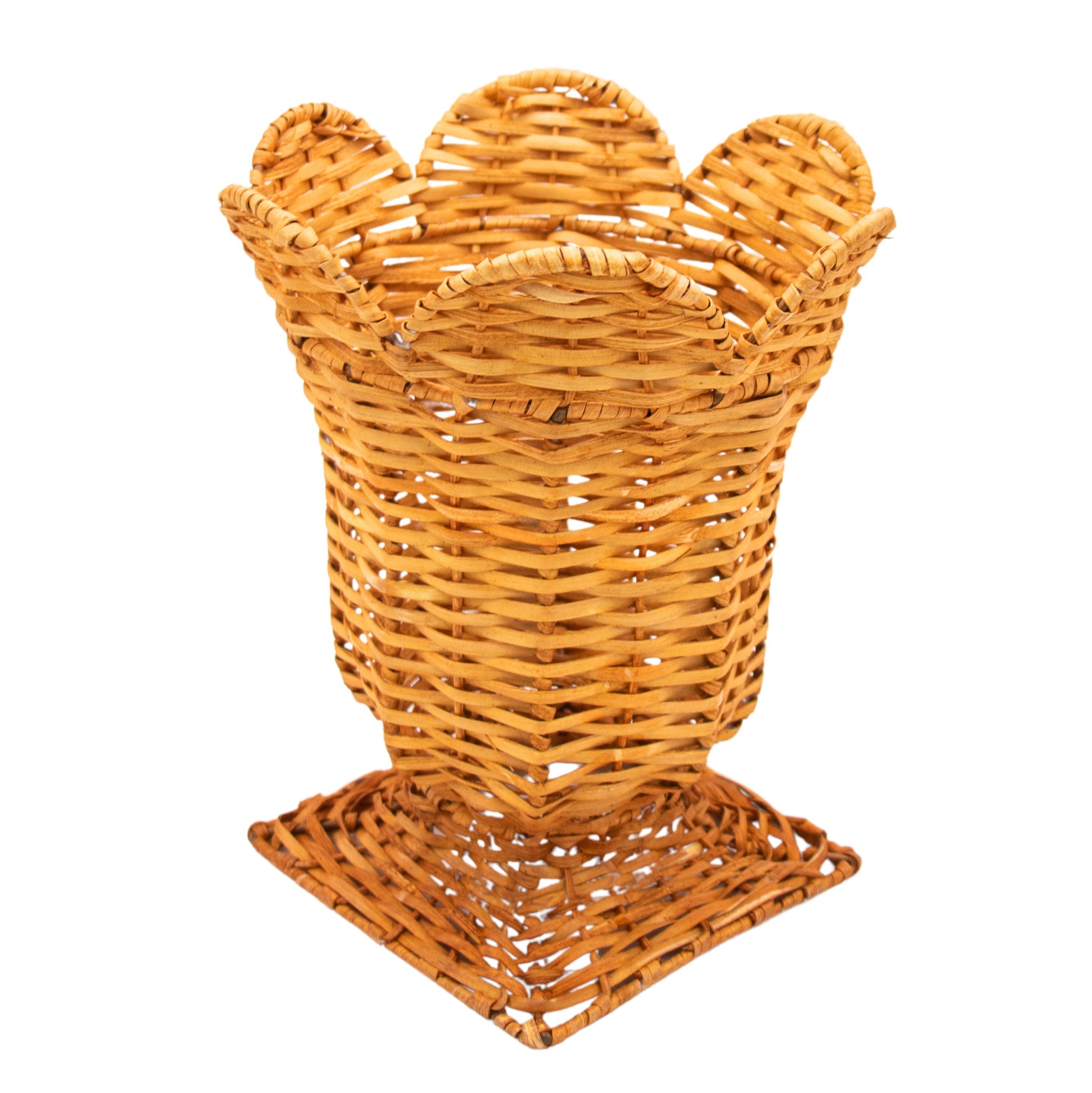 Handwoven Rattan Urn Vase in Natural