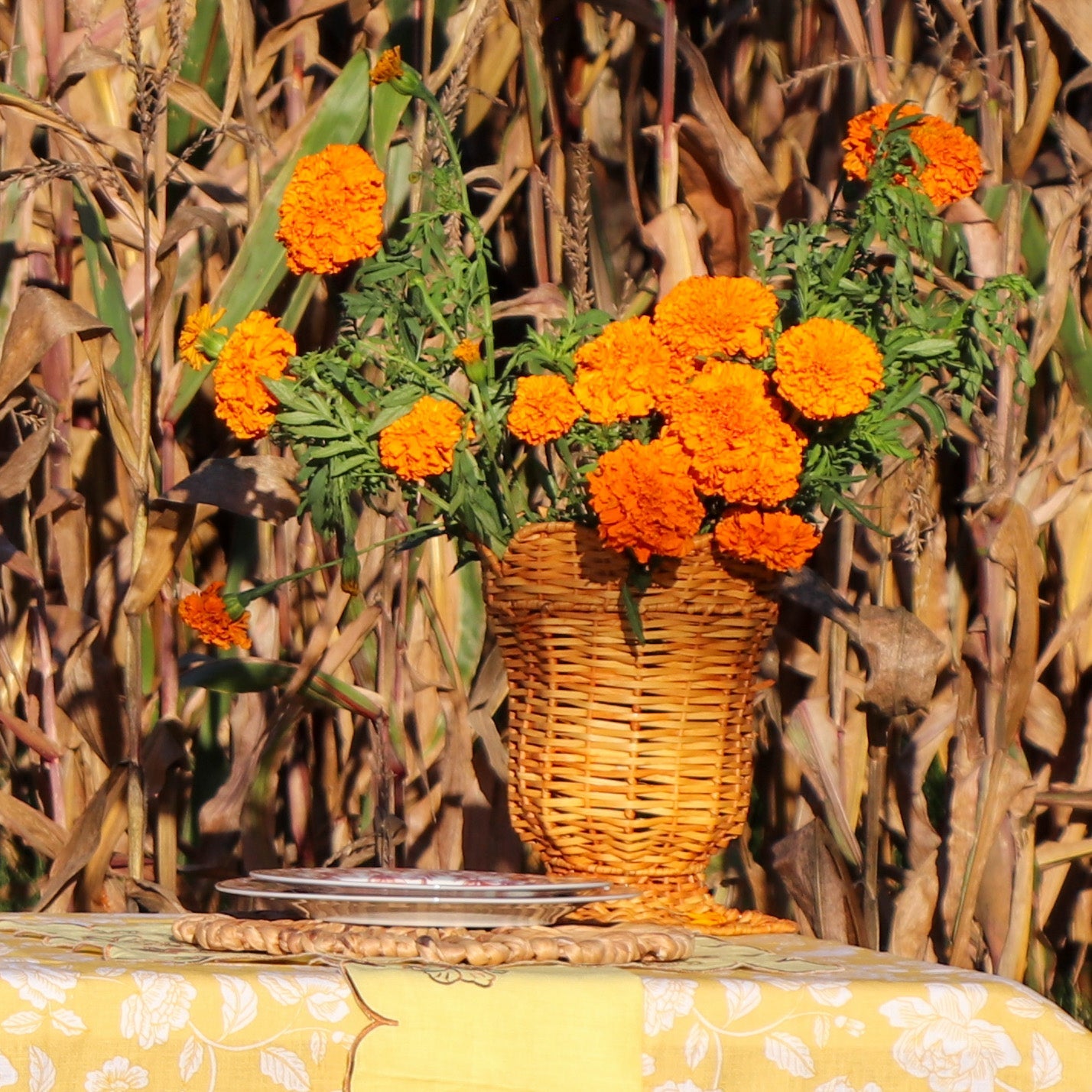 Handwoven Rattan Urn Vase in Natural