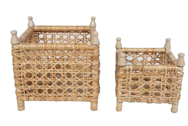 New Cane Wicker Box Planters - 2 Sizes - The Mayfair Hall