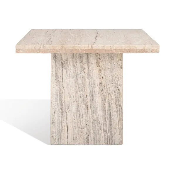 Olivia Off-White Tall Square Marble Accent Table - The Mayfair Hall