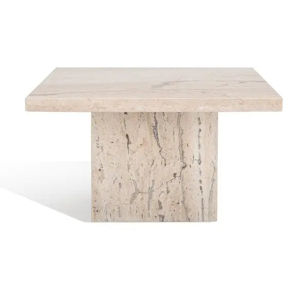 Olivia Off-White Square Marble Accent Table - The Mayfair Hall