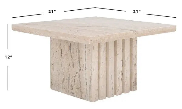 Olivia Off-White Square Marble Accent Table - The Mayfair Hall