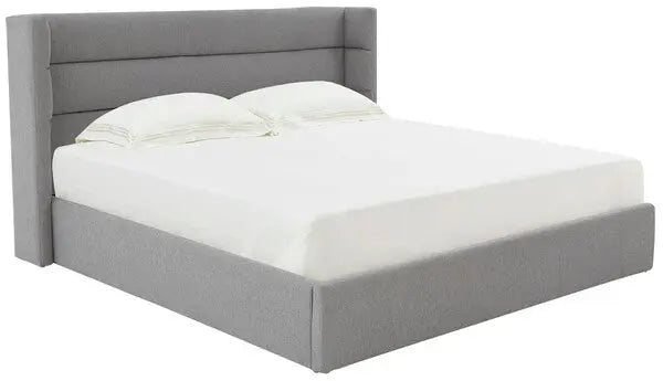 Olivianna Light Grey Low Profile King Bed - The Mayfair Hall
