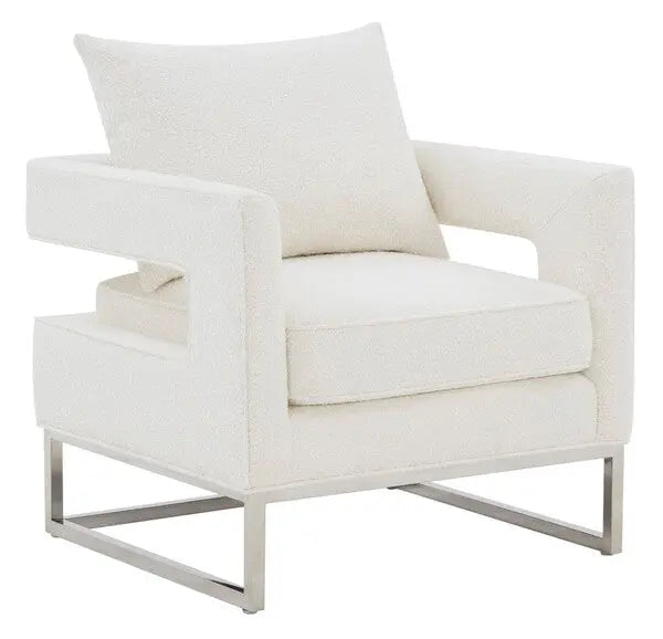Olivya Ivory-Silver Upholstered Club Chair - The Mayfair Hall