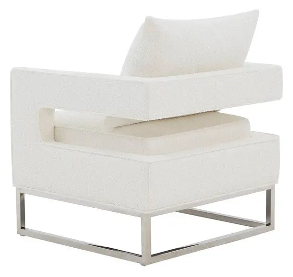 Olivya Ivory-Silver Upholstered Club Chair - The Mayfair Hall