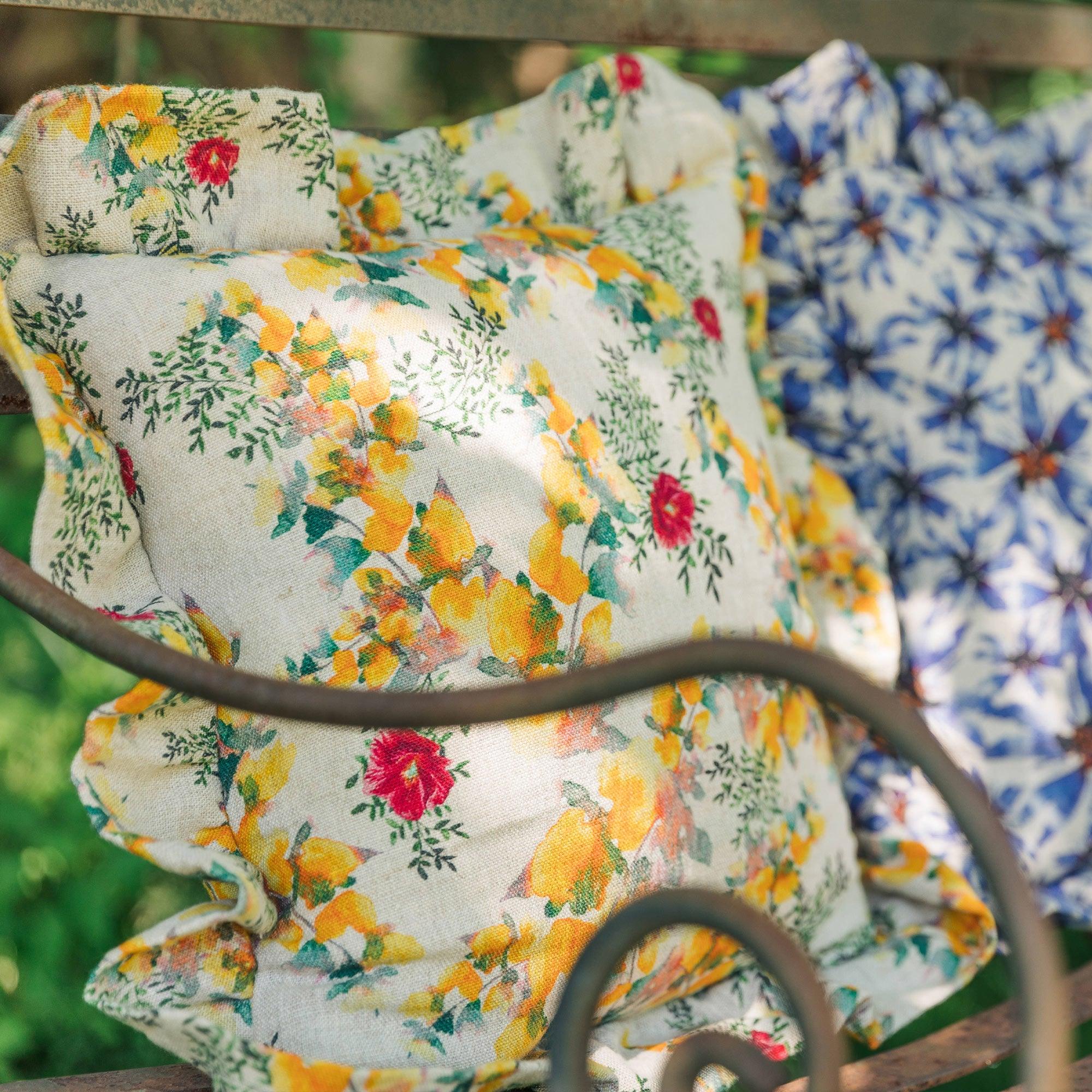 Organic Linen Ruffled Pillow Cover in Saint Valentine