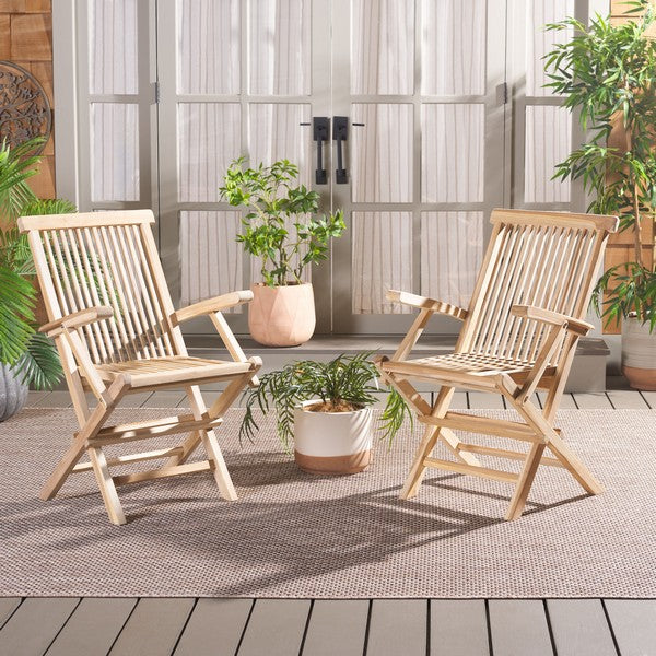 Marcus Teak Folding Patio Armchair in Natural (Set of 2)