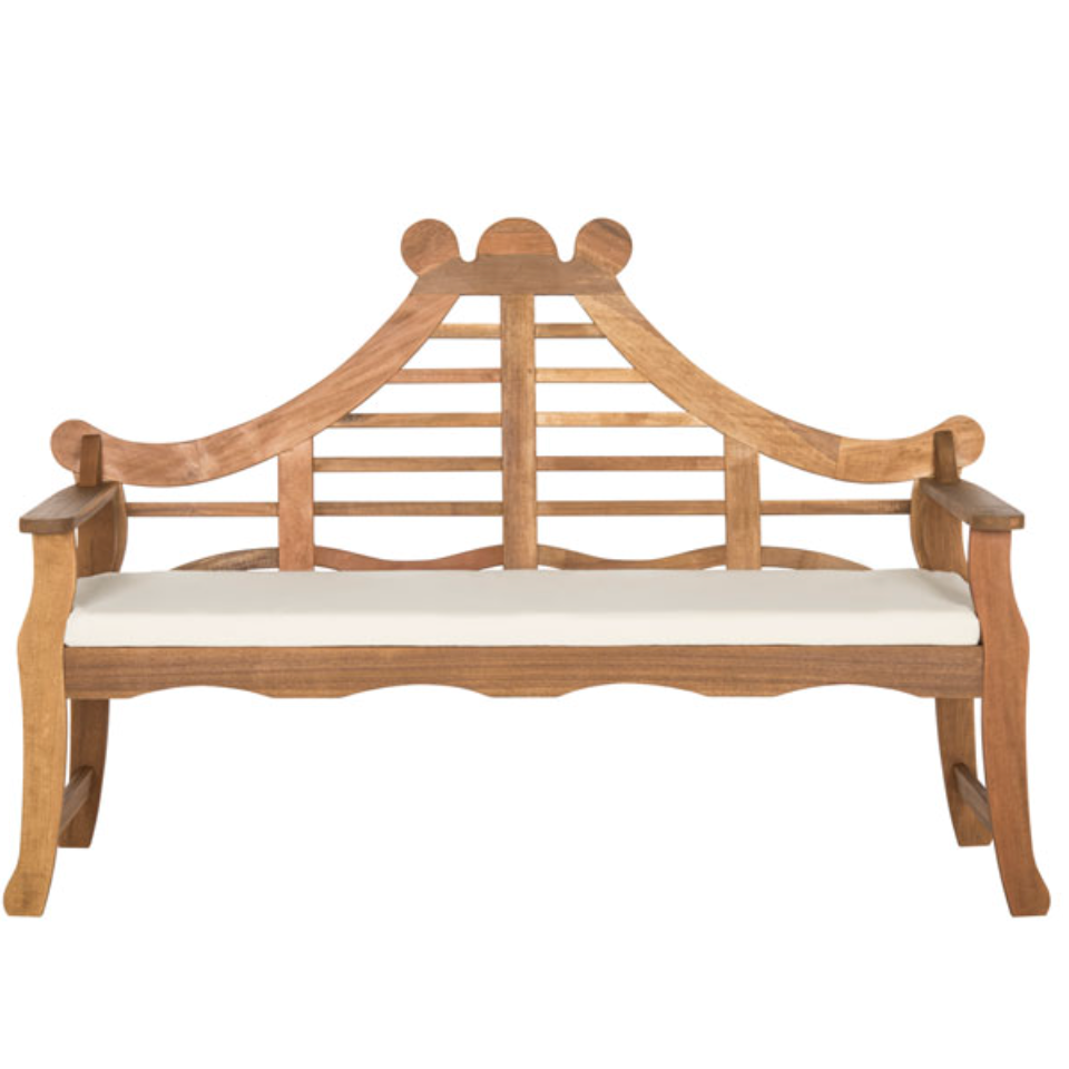 Azusa Acacia Garden Bench in Natural with Beige