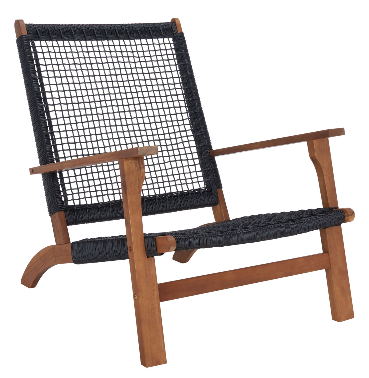 Deven 5 Piece Patio Living Set in Natural Wood and Black Rope