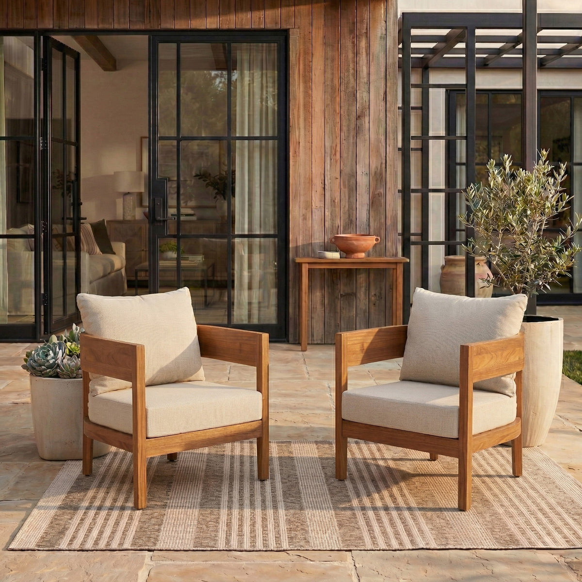 Theo Club Chair in Natural and Taupe — Set of 2