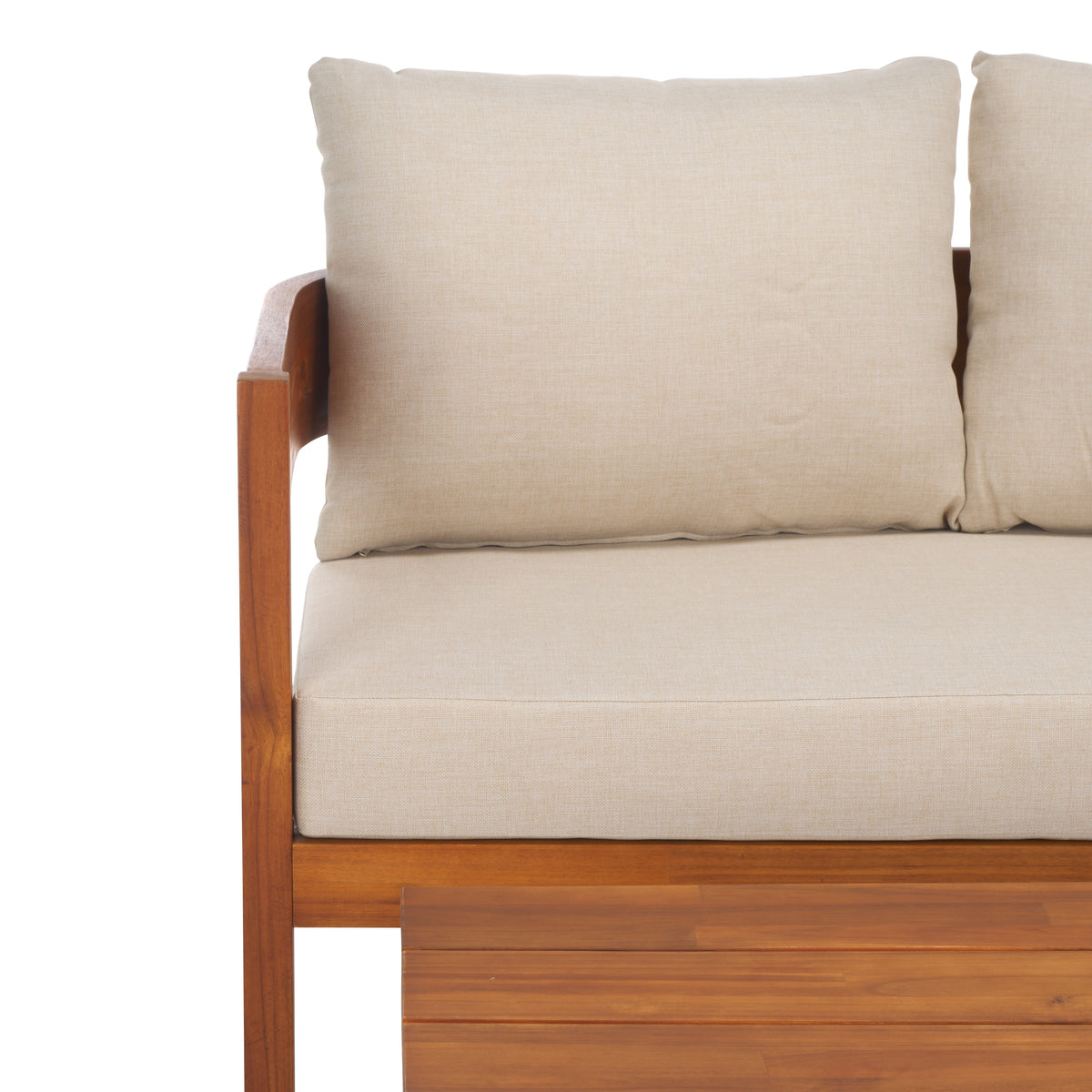 Theo Loveseat Table in Natural and Taupe